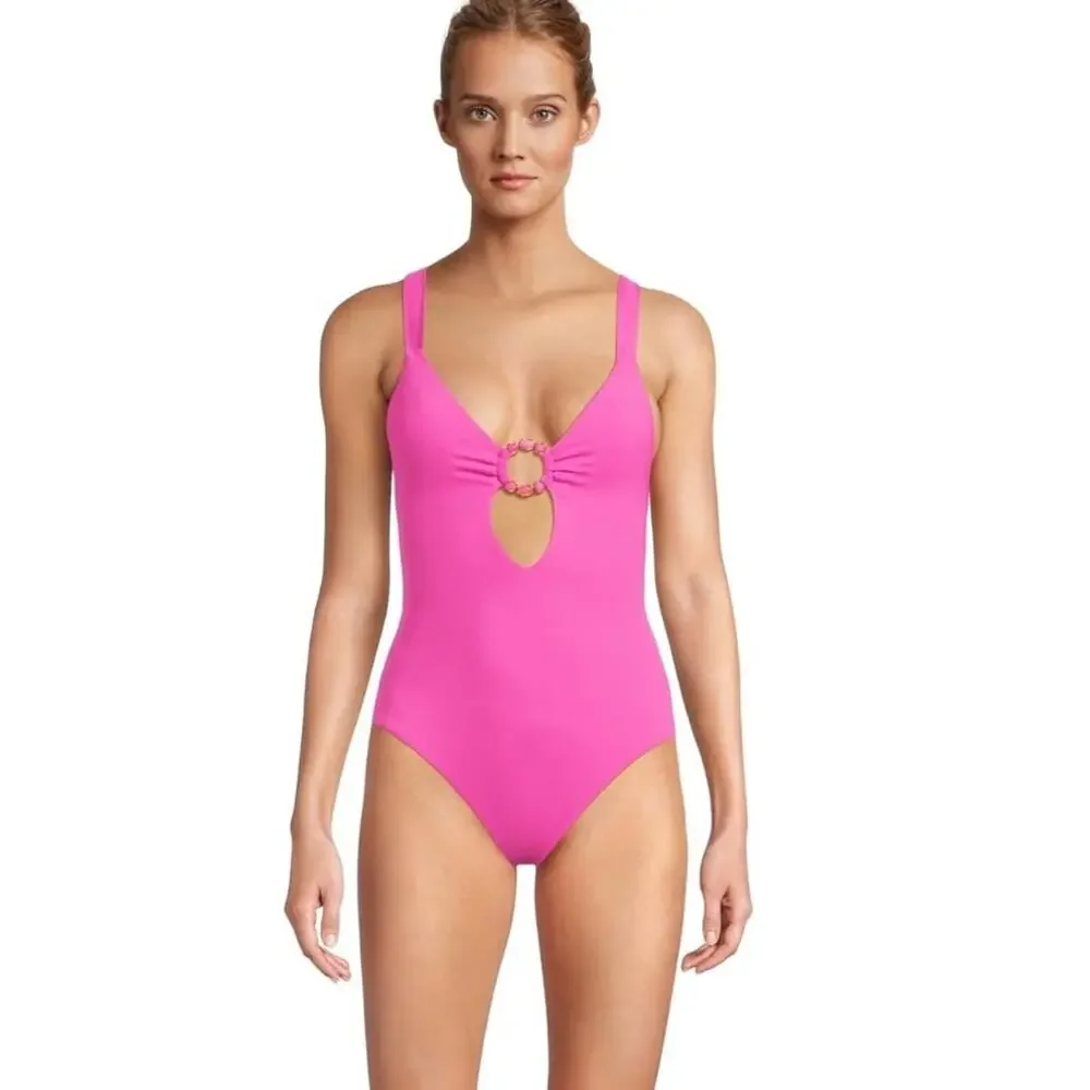 BECCA Women's Small Azalea Marble Canyon Ariyah Ring One Piece Swimsuit V4-4